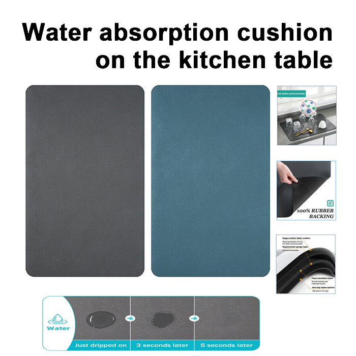 Absorbent Pad Wash Basin Sink  Mat Dish Quick Drying Mat For Kitchen Coutertop/Lembut Diatomite Penyerap Pad 厨房沥水垫