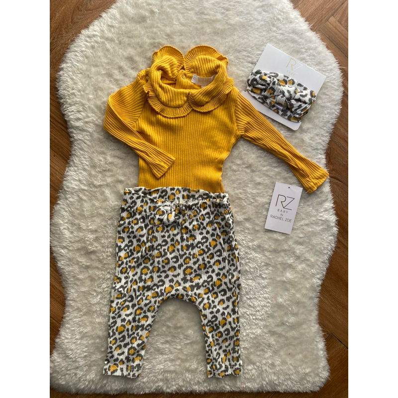 Rachel Zoe set 3in1 baby girl/ set baju bayi perempuan ( Nb-6/9m)