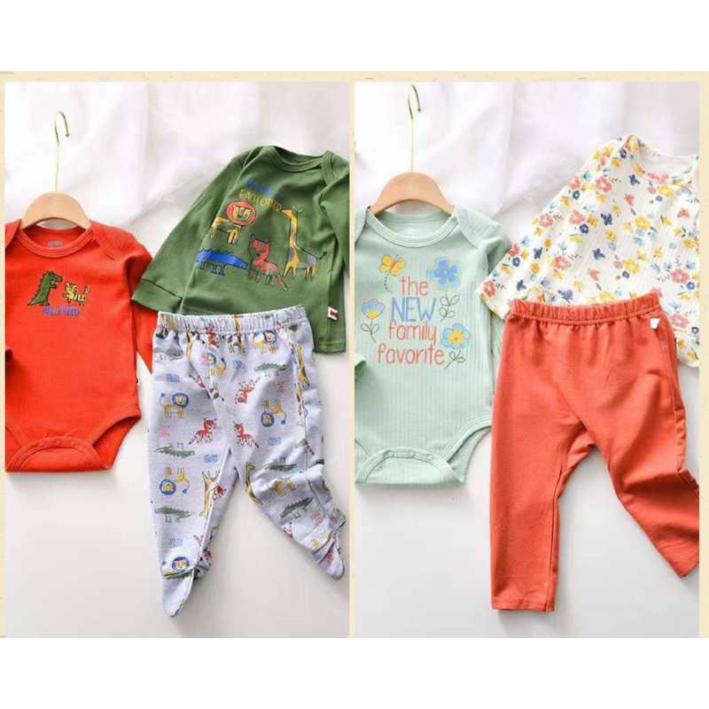 Dappers Dude set 3in1 baby romper tshirt and pants / set baju bayi (Nb-6/9)