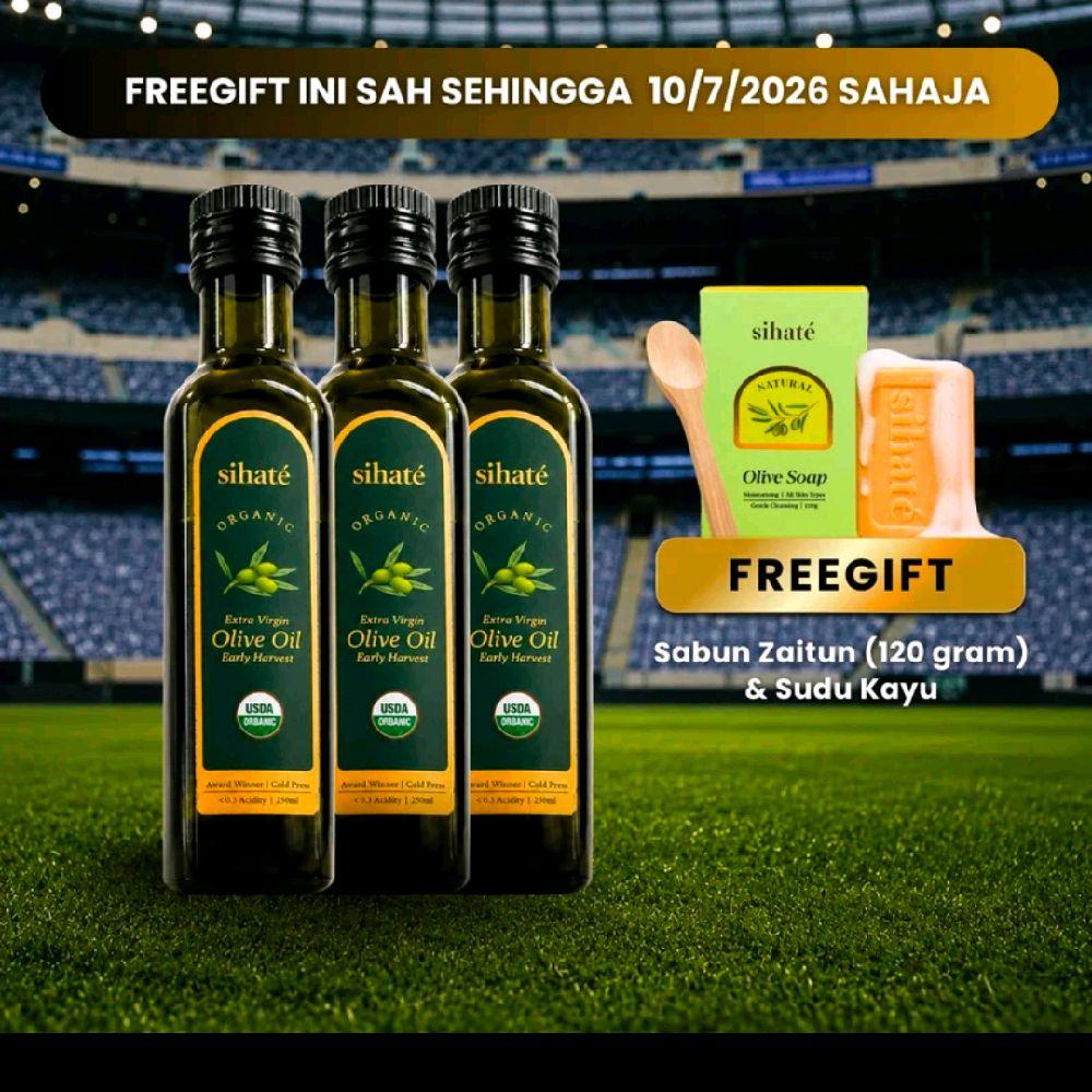 3 Botol Sihaté [PIALA DUNIA] Minyak Zaitun Early Harvest New Edisi 2x Ujian Makmal 250ml USDA Organic Extra Virgin Olive Oil
